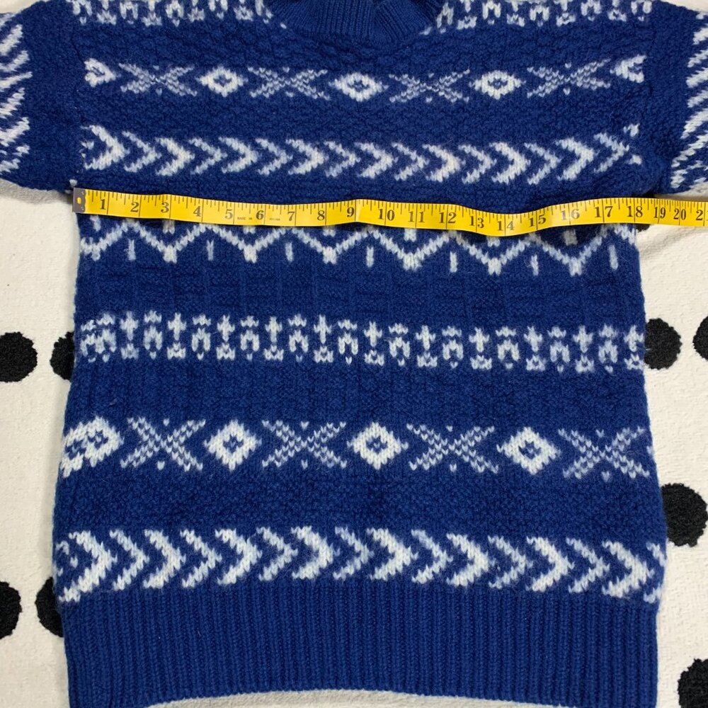 Gap Vintage 90s Fair Isle Nordic Sweater Small Blue Wool Heavyweight Chunky Knit - Picture 10 of 12